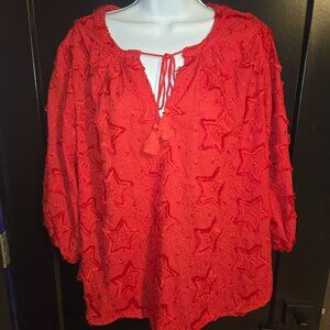 Chico's Red Star Top Sz 2 NWT